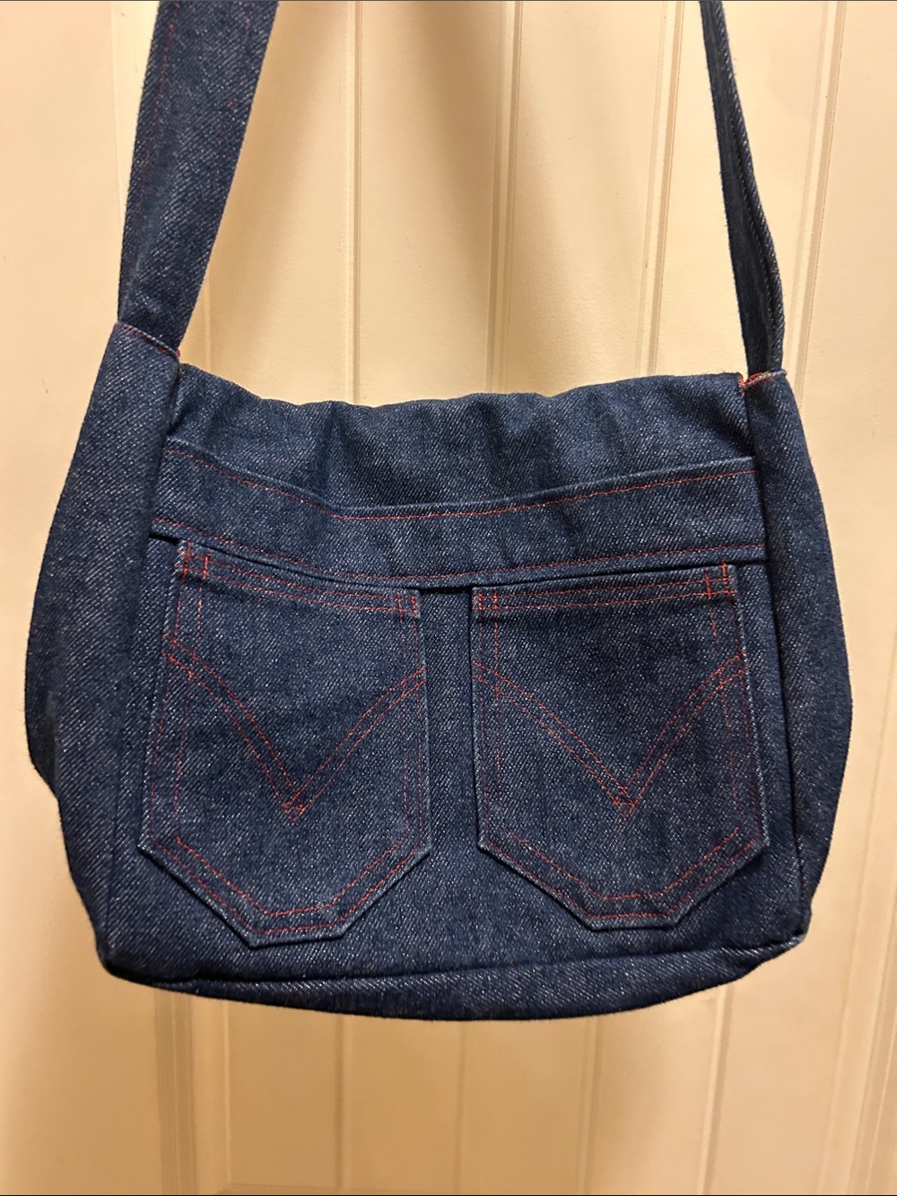 Vintage  Embroidered Denim Shoulder Bag with Butterfly Detail - Picture 7 of 7
